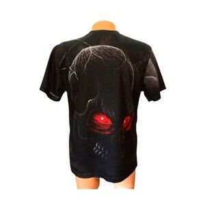 Men's Red-Eyed Skull T-Shirt - Large (42") - Punk, Festival